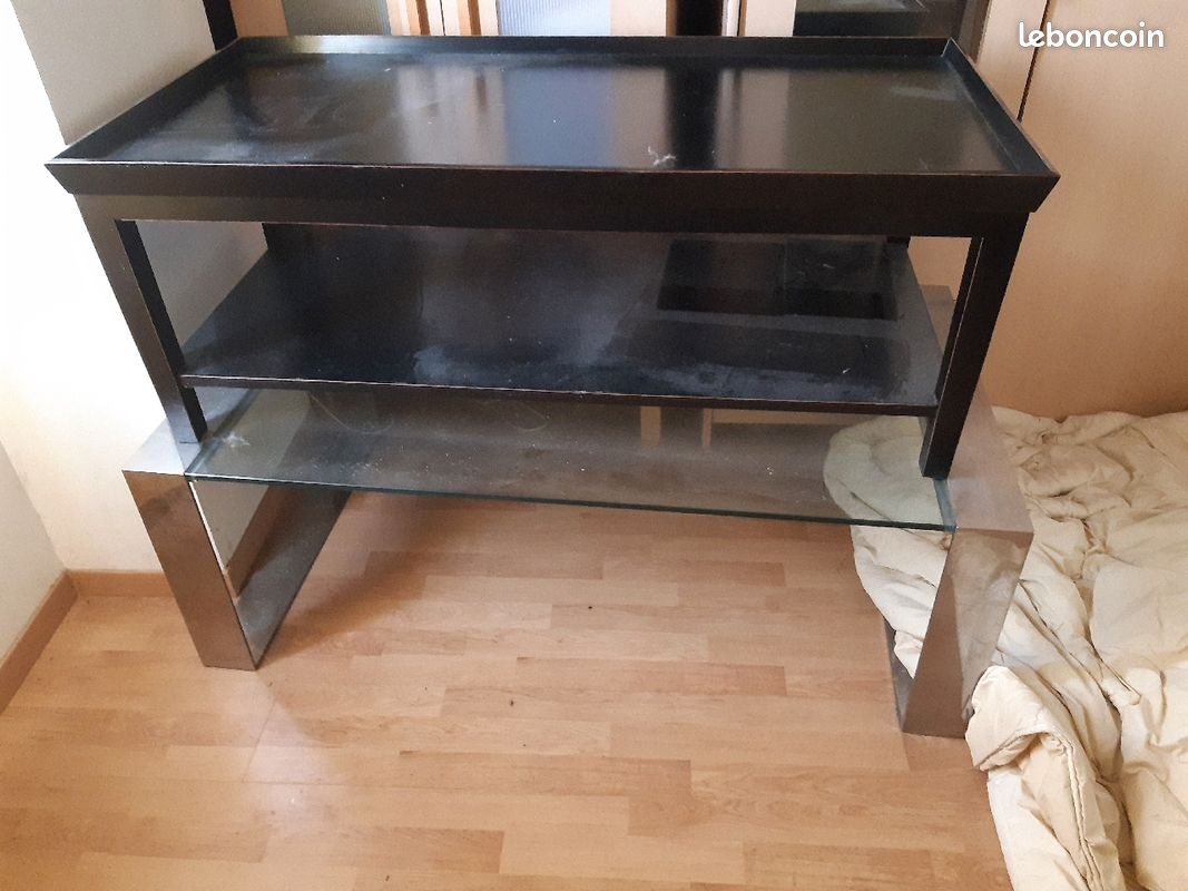 Table de salon bois et verre alu (image 1)