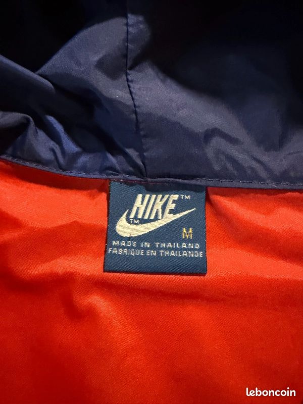 Veste Nike vintage rouge bleu marine bicolore capuche logo imprimé zip homme taille M (image 4)