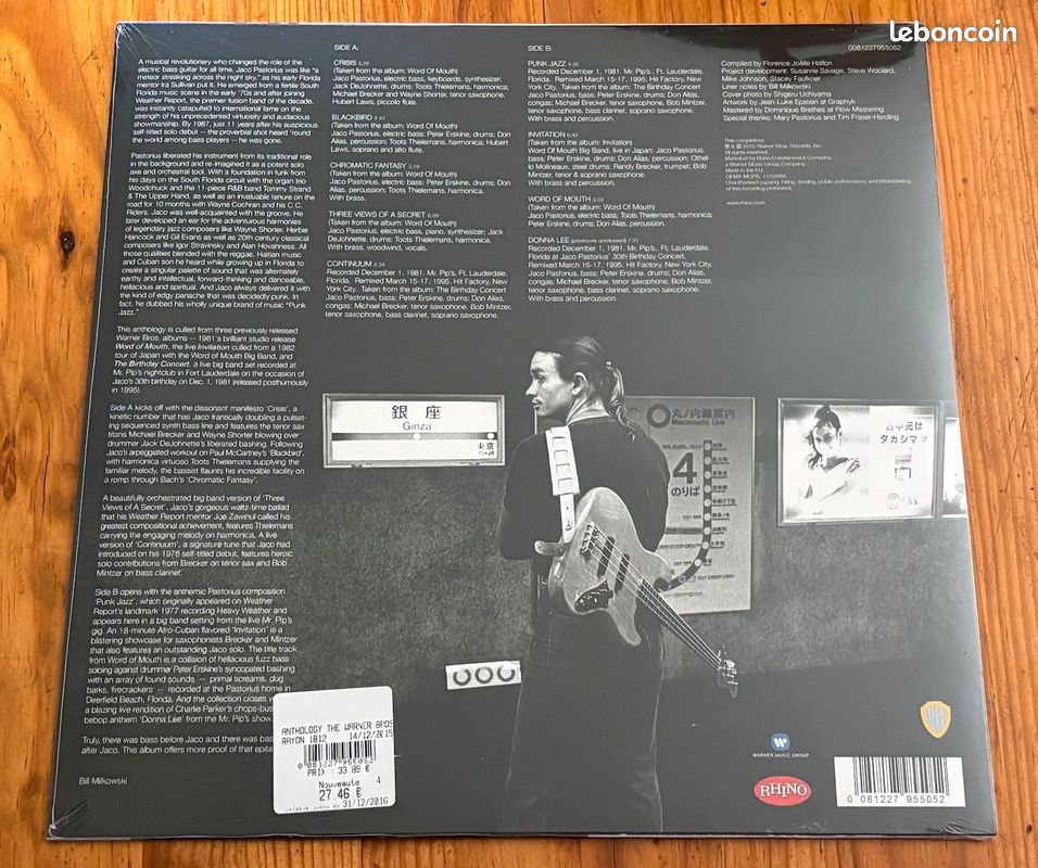 Jaco Pastorius – Anthology (The Warner Bros. Years) - LP Vinyle jazz - NEUF et SCELLE (image 2)