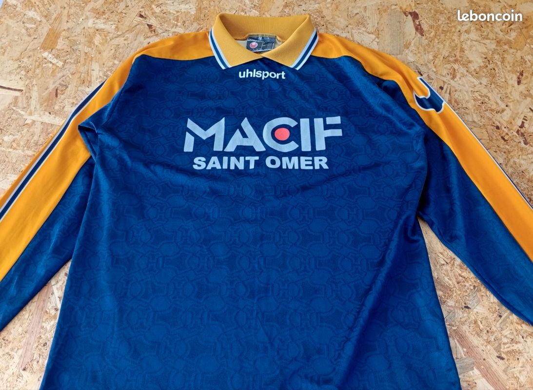 Maillot t-shirt Uhlsport football Macif saint omer pur Vintage rétro 1980 1990 porté (image 3)