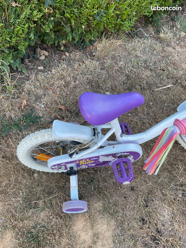 Vélo enfant 14 pouces blanc et violet avec petites roues (image 4)