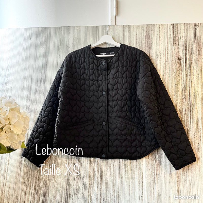 Veste Femme ZARA Noire Taille XS - 100% Coton, Coupe Hip-length | Occasion Comme Neuve
