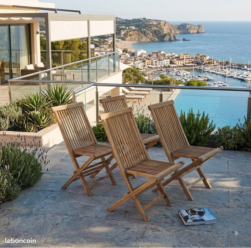 Lot de 4 chaises en teck neuves sous emballage possibilité de pkus de lot (image 1)
