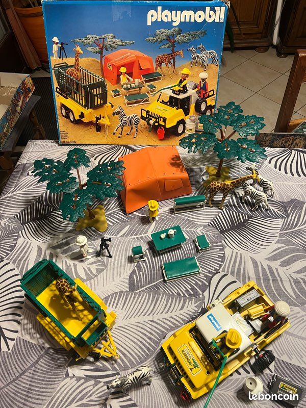 PLAYMOBIL vintage city safari explorateurs jeep décor set 3018 de 1998