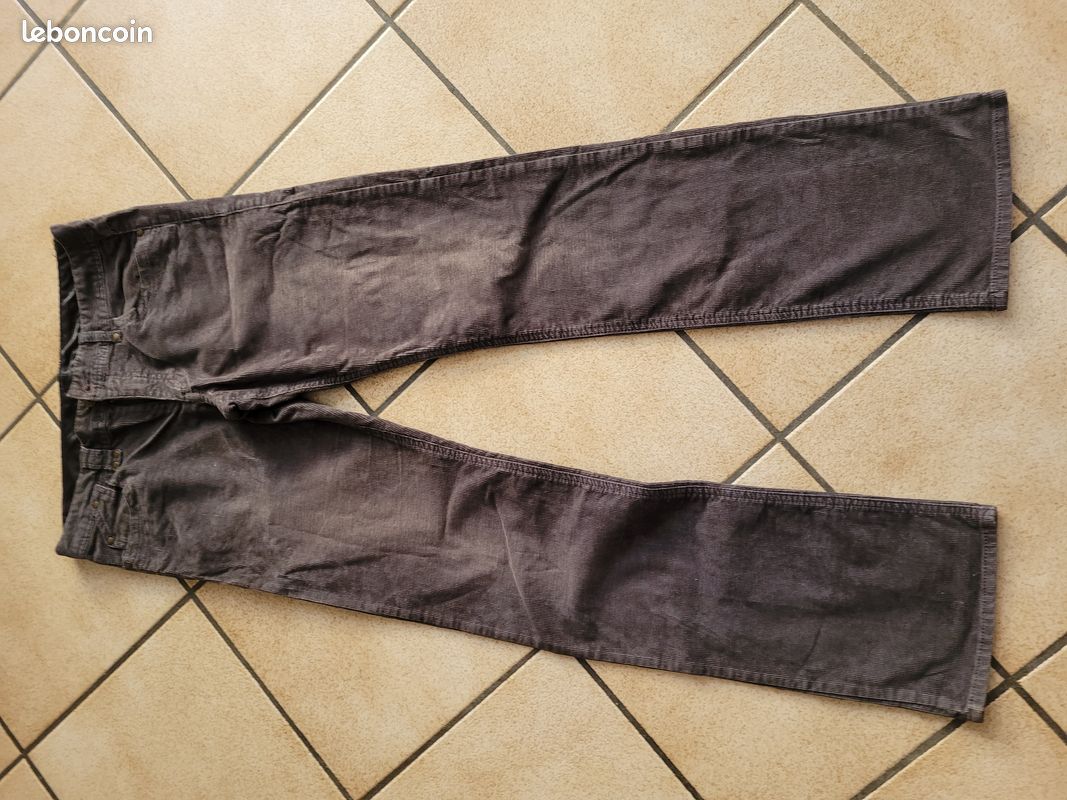 Pantalon velours gris (image 1)
