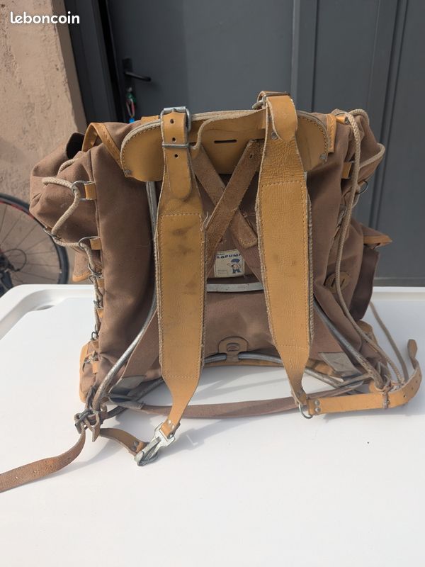 Sac à dos Lafuma vintage années 60/70 – toile kaki – Made in France – randonnée rétro - Accessoires & Bagagerie
