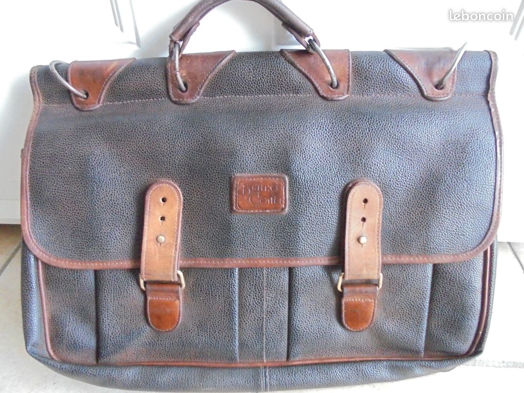 Cartable,sacoche vintage en cuir Bruno Conti (image 4)