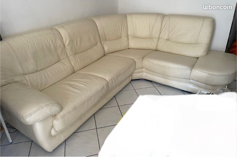 2 Canapés Roche Bobois Ultimate – Cuir Buffle écru – Contemporains – Occasion