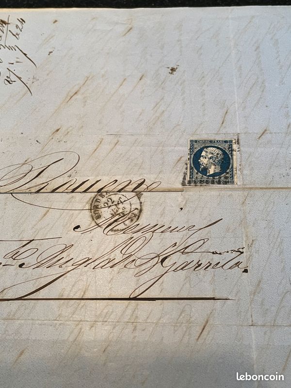 Lettre avec (37) timbre numéro 14 variété foncé (image 4)