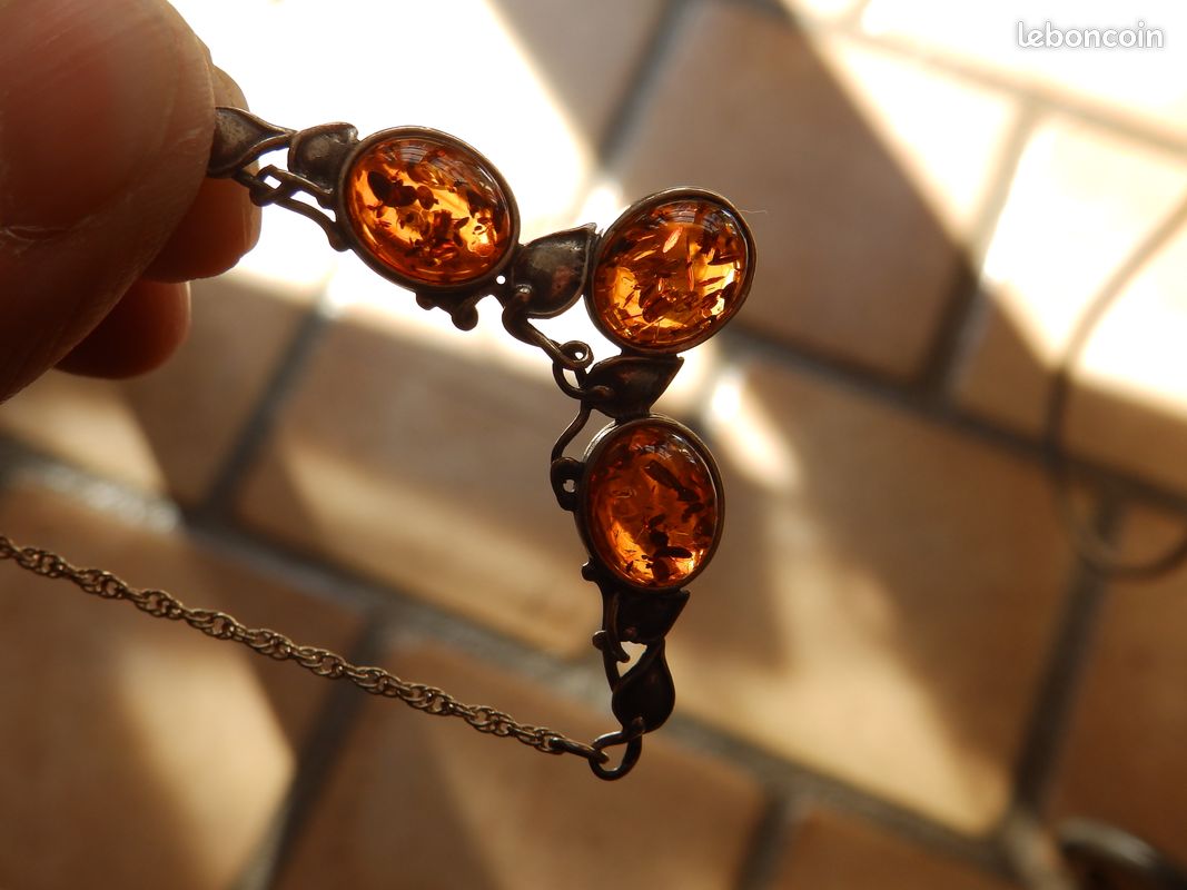 Bracelet argent et ambre multicolore Ref. 47618