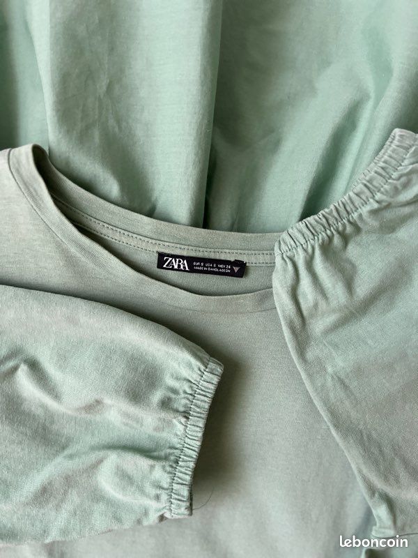Robe Zara vert menthe bohème fluide volantée taille S (image 11)