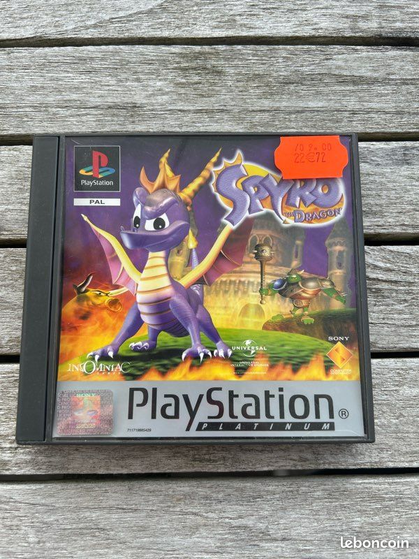Jaquette arrière Jeu Sony Playstation 1 PS1 Spyro 2 Gateway to Glimmer Platinum