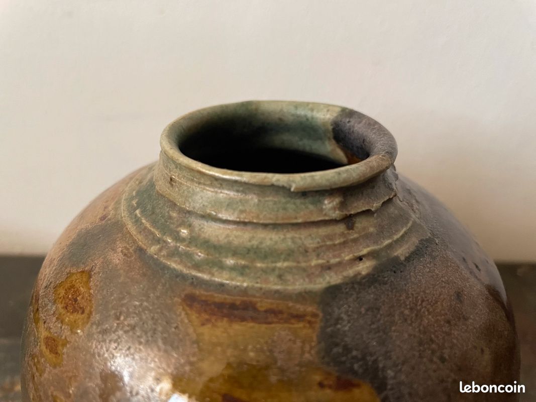 Vase boule vintage céramique grès émaillé (image 7)