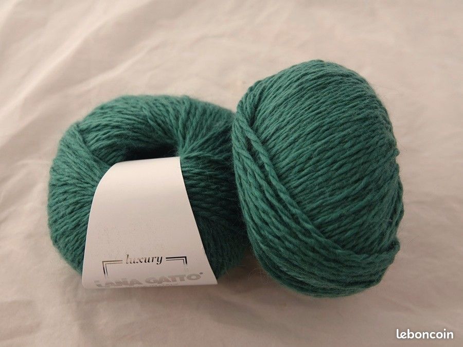 Lot De 5 Pelotes Laine 50% Mérinos Vert Sapin - Aiguille 3.5 - Fabriqué En France