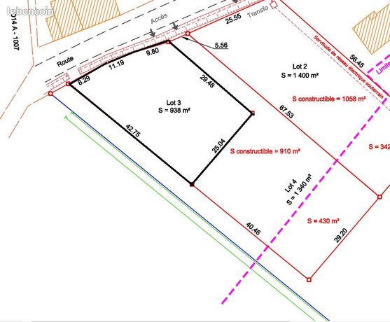 Terrain constructible 938 m2