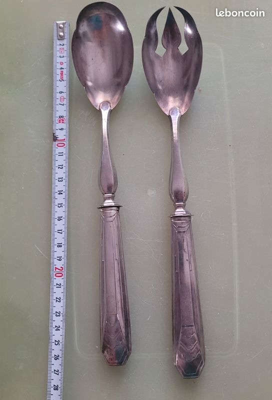 Paire de couverts à salade en métal argenté (image 4)