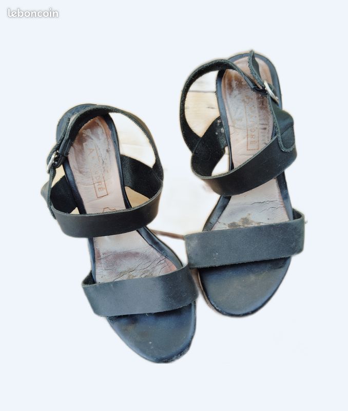 Sandale Andre Talon Sandales Noires, André, Talon Recouvert De