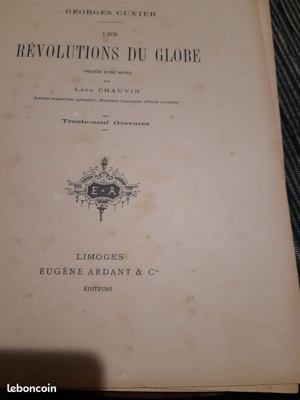 Livre ancien Les Révolutions du Globe G.Cuvier (image 2)