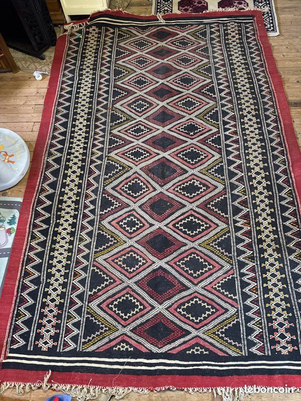 Tapis Kilim Berbère ancien 3x2 m – Grand tapis tribal fait main laine (image 1)