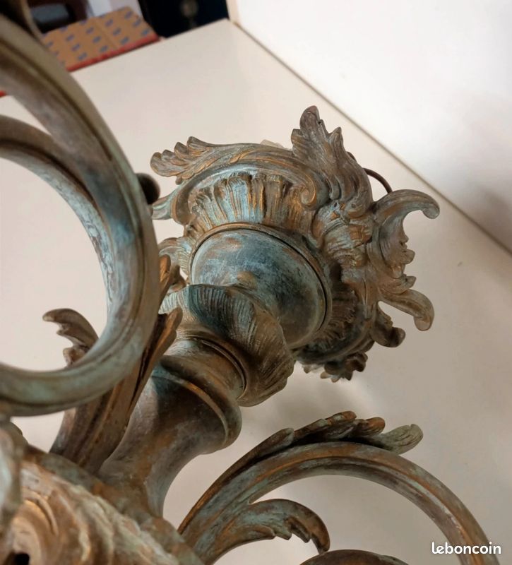 Lustre en bronze 3 bras 4 lumières (image 8)