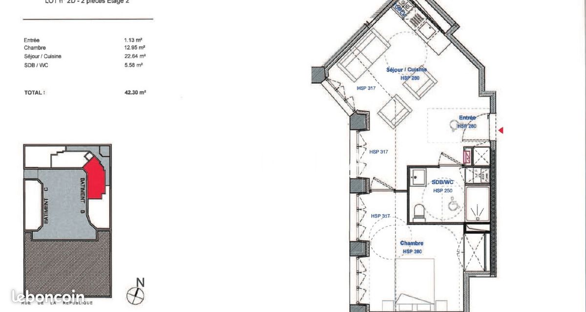 Appartement 2 pièces 43 m² · à Saint-Étienne · 43 m² · 480 €/mois