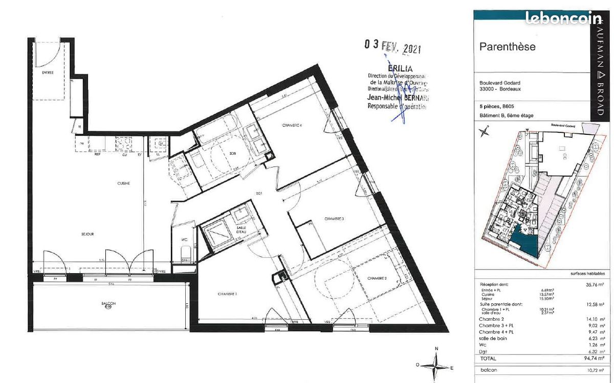 Appartement 5 pièces 94 m² · à Bordeaux · 94 m² · 1 270 €/mois