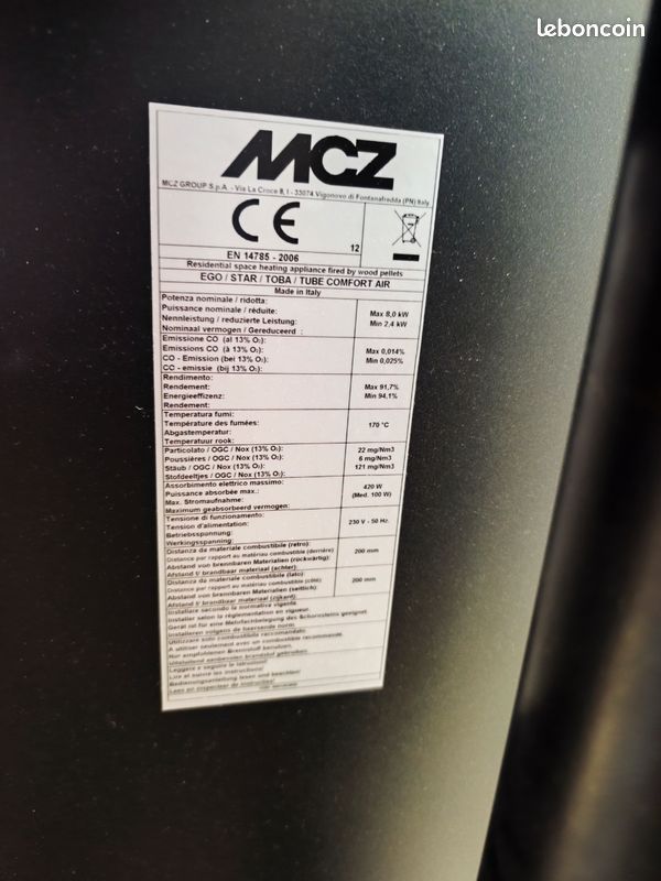 Poêle à granule MCZ TOBA Air 8kW (image 4)