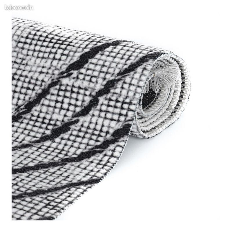 Tapis de salon ethnique à franges lavable en machine Tod Gris 200x290 (image 7)