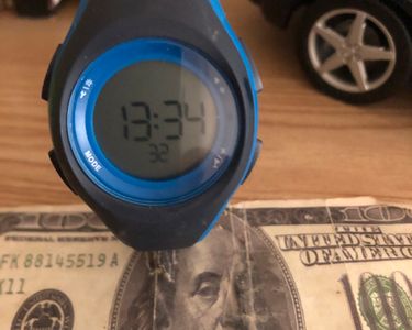 Montre décathlon chrono de course à pied W200 M bleue noire