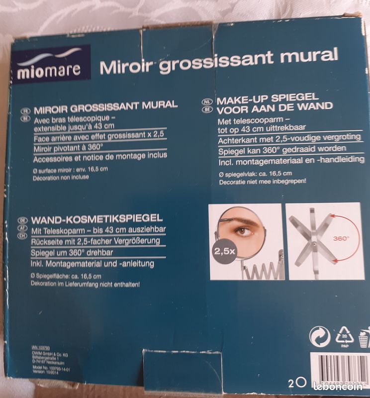 Miroir grossissant bras telescopique (image 2)