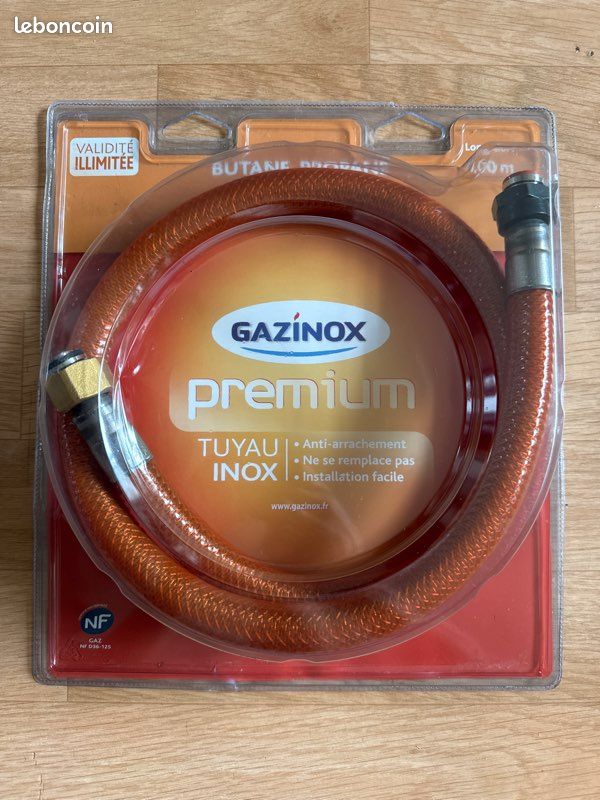 Tuyau Gaz Inox Butane/propane 1m Gazinox - Raccord Vissable Sécurisé