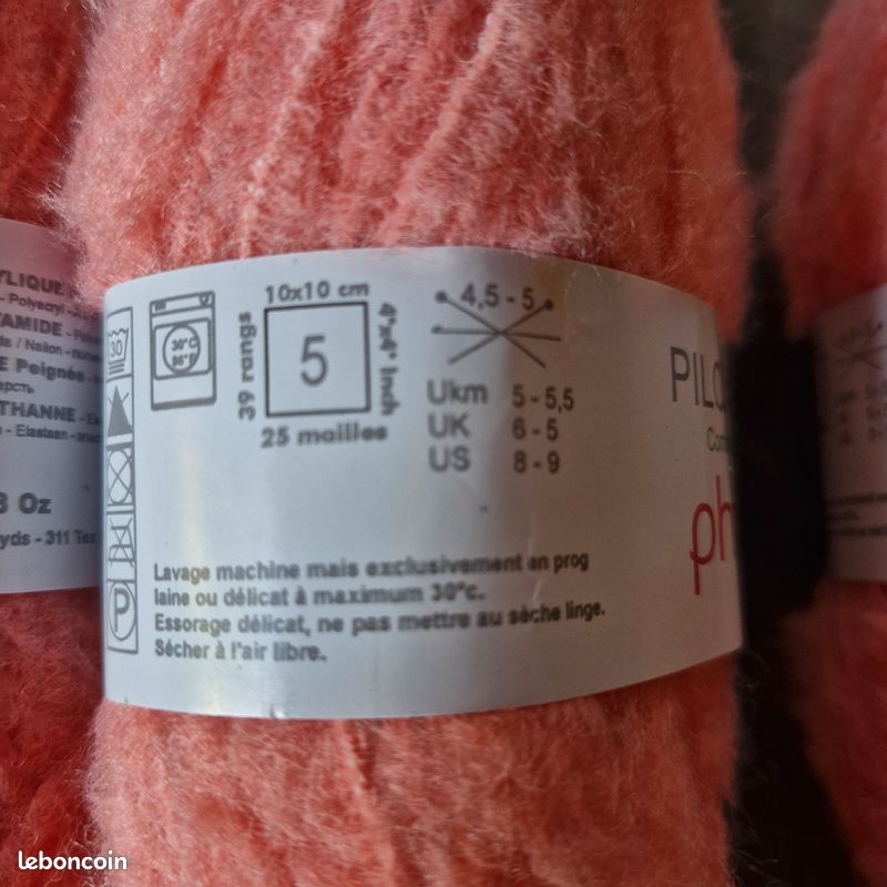 Lot 4 pelotes Pilou Plus. Phildar. Colori coraline (image 3)