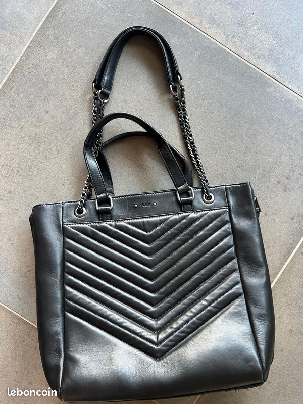 Sac cabas ikks 1440 noir cuir large Accessoires Bagagerie