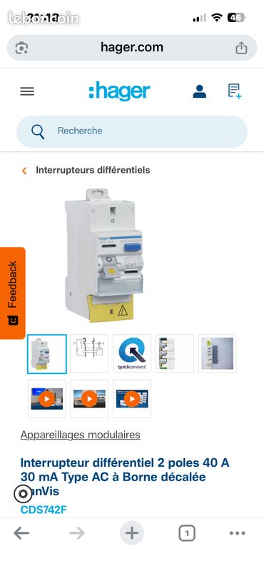Inter différentiel 40 ampères (image 1)