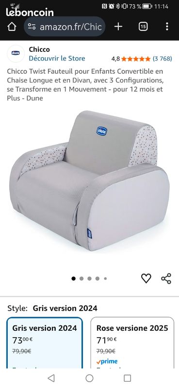 Chicco Fauteuil Twist Dune - Chaise Bébé 3 En 1 Transformable Dès 12 Mois - Confort Et Design Moderne Pour Enfant