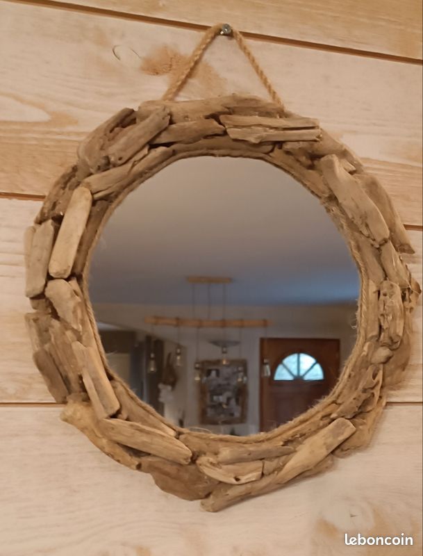 Miroir rond & bois flotté (image 1)