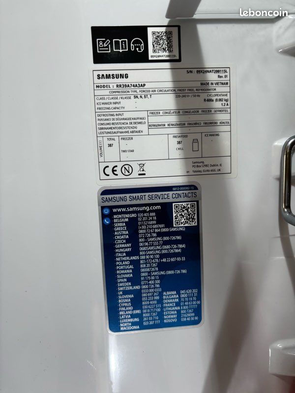 Réfrigérateur 1 porte Samsung BESPOKE 387L – Très bon état (image 4)