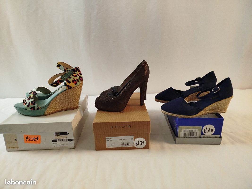 Lot de 3 - SARAH WORLD UNISA BENAVENTE - Sandales et escarpins femme - Pointure 37 - État neuf avec boîtes - Voir photos (image 3)