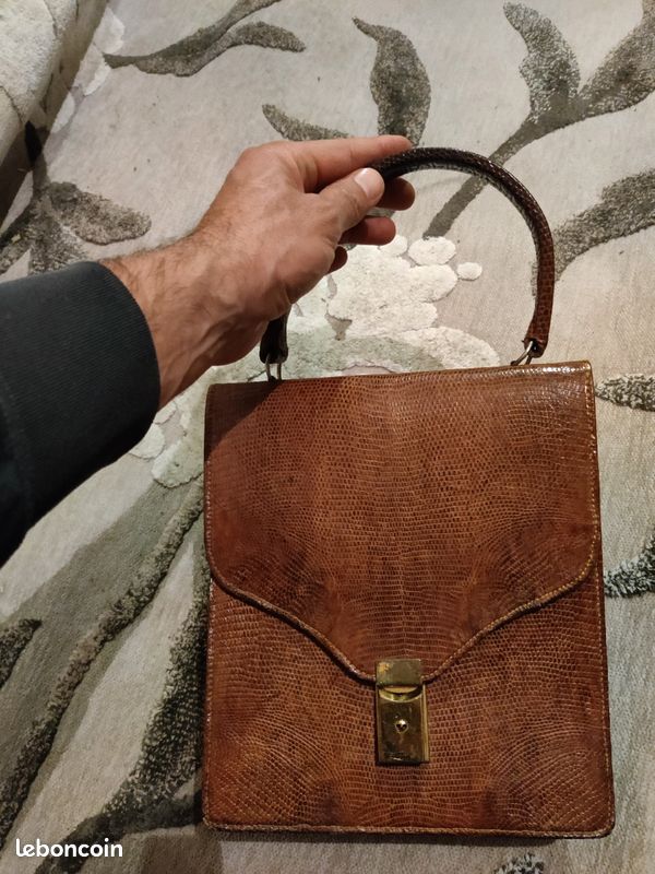 Sac à main vintage en cuir peau de serpent (image 6)