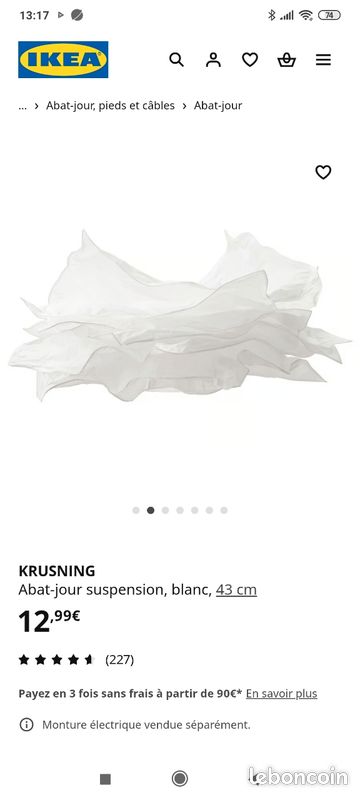 Ikea KRUSNING Hängeleuchtenschirm, 85cm inkl. Leuchtmittel (Neuf (Voir