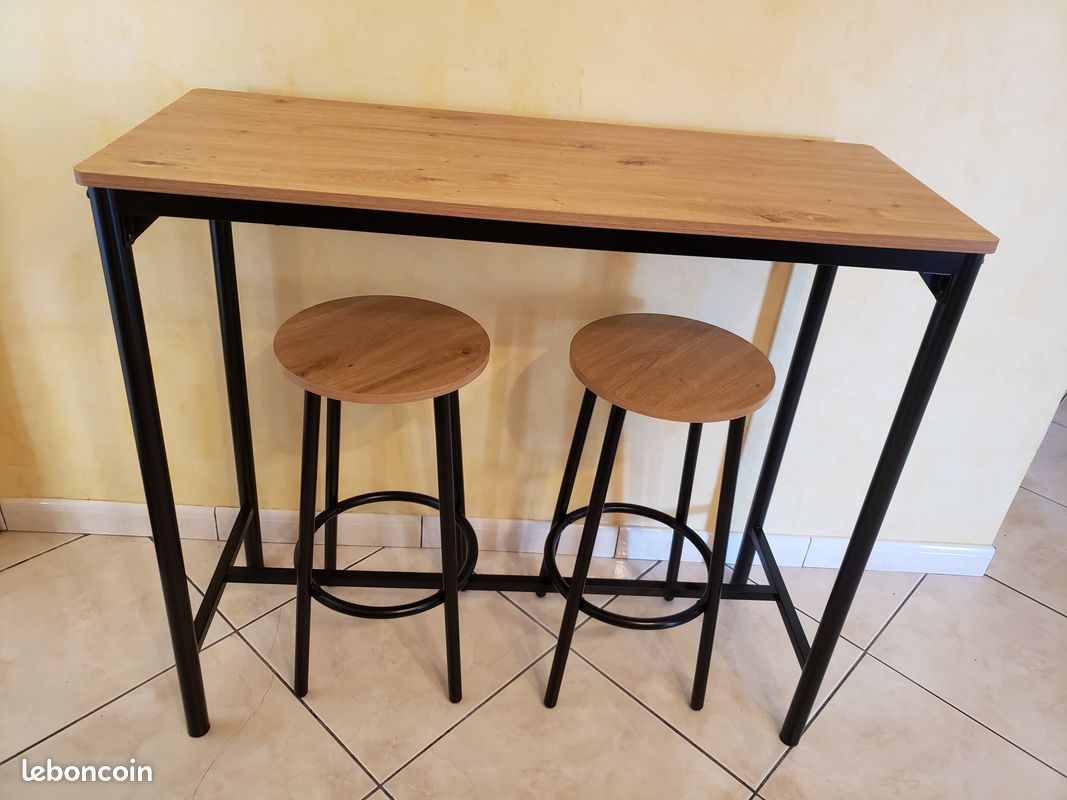 Table haute où console avec ses 2 tabourets neufs (image 1)