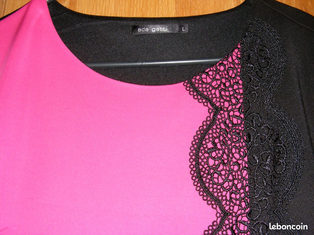 Robe femme t40 fuchsia et noire chic (image 2)