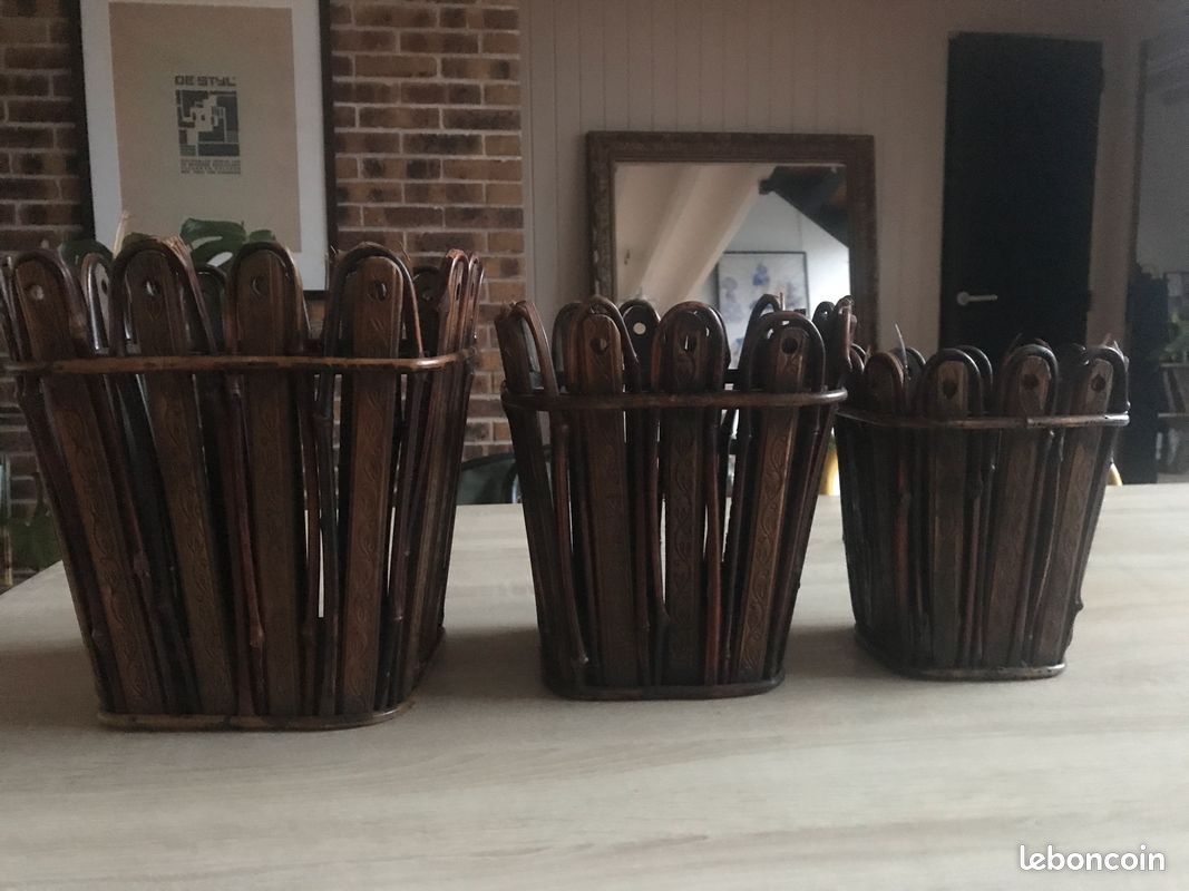 Cache pots en bois et bambou (image 1)