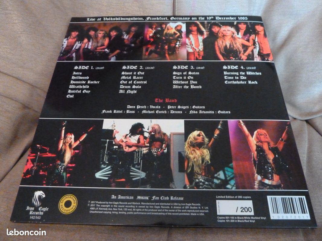 WARLOCK"live at volksbildungsheim"1985 double vinyle TEST PRESSING DORO (image 2)