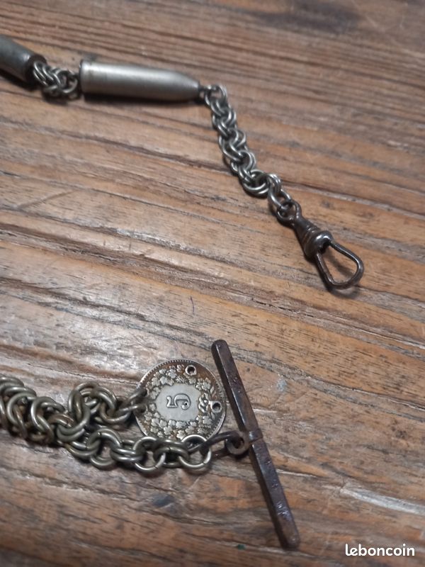 Chaîne De Montre à Gousset – Grande Châtelaine Acier – Vintage – Sans Marque