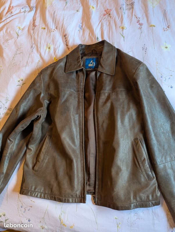 Veste En Cuir Véritable Eddie Bauer Pour Homme - Taille XL, Marron Vieilli - Vintage, Très Bon état