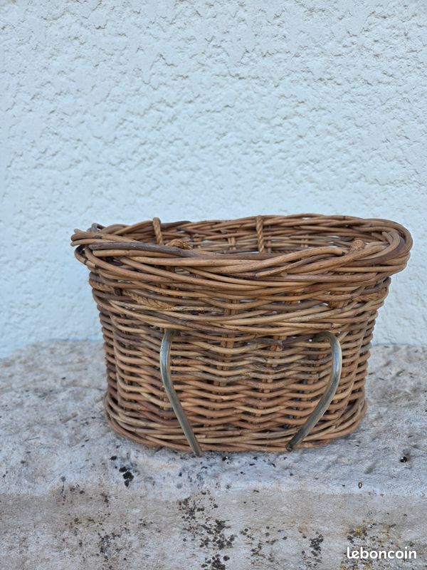 Panier Vélo Vintage Osier Rotin – Tressé Multicolore – Pour Femme – Occasion