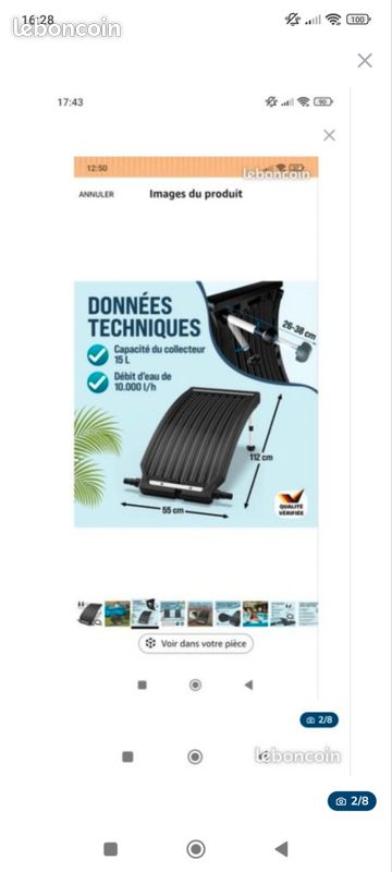 monzana 2X Panneau de Chauffage Solaire 110x69x14cm 10.000L/h réglable 32/38mm r