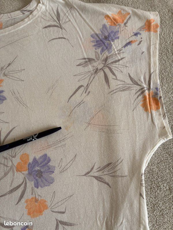 Chemise de nuit blanche à fleurs orange/mauve (image 7)