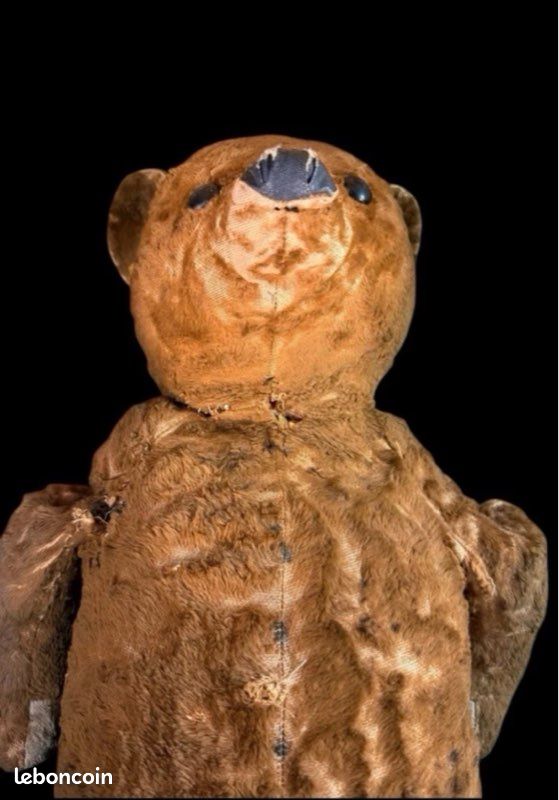 Ancien Ours En Peluche En Mohair Rejoint L'ours Avec Des Cloches Dans Les Oreilles D%c3%a9but Du 20e Si%c3%a8cle